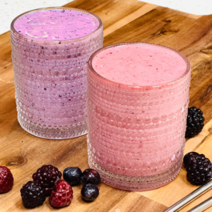 Berry smoothies on counter